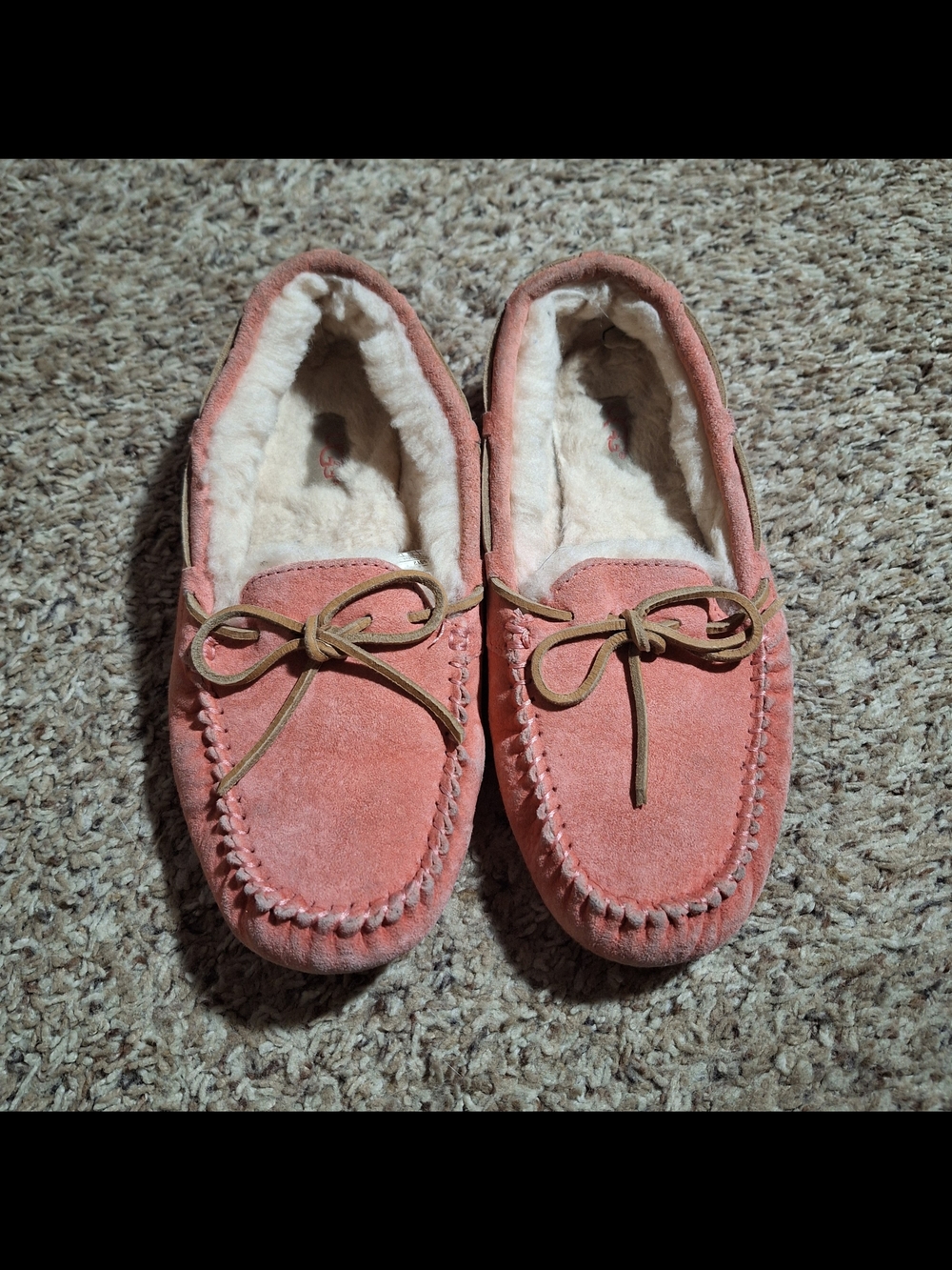 UGG Dakota Pink Suede Shearling Moccasin Slippers Size 8
